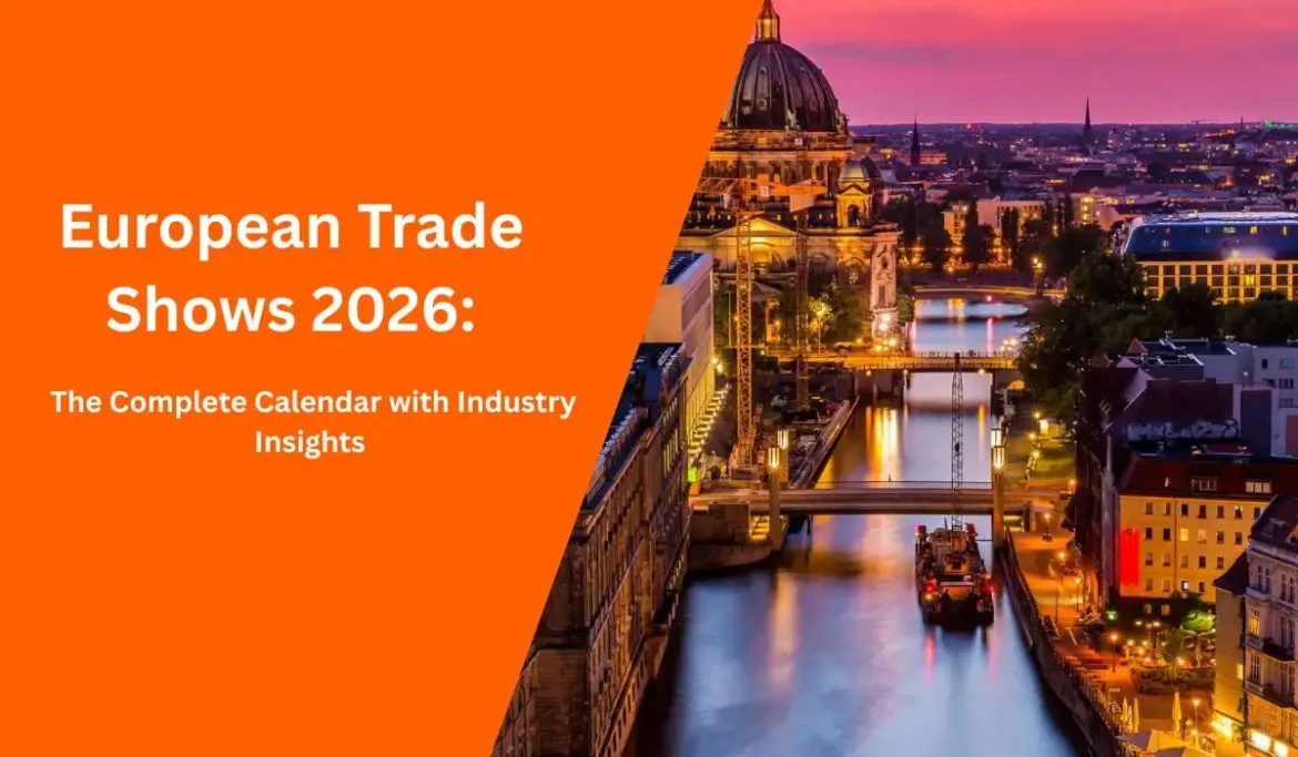 European Trade Shows 2026 banner featuring a European city skyline and exhibition theme