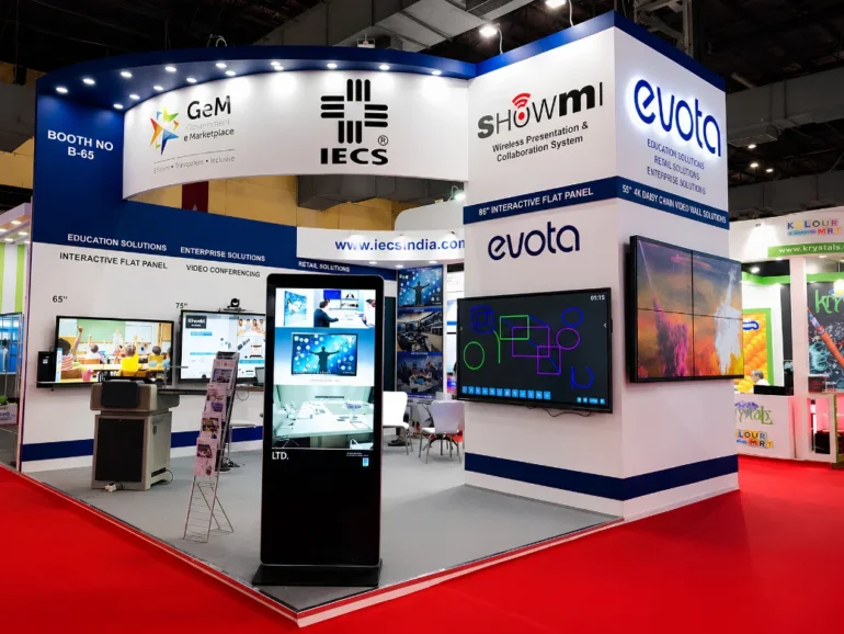 This image shows the exhibition stand Skyline Events designed and built at Infocomm India 2019, in Mumbai, and it shows why we are the best exhibition stand builder in Mumbai.