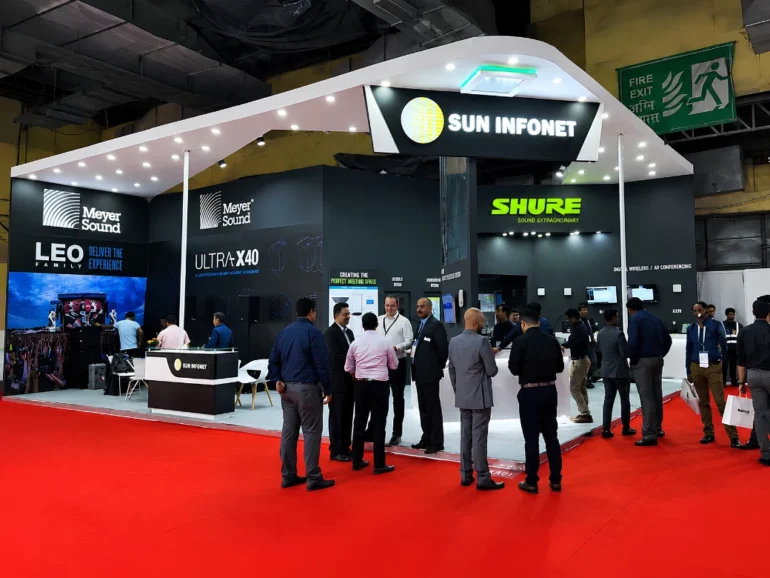 This is the 2nd image of the Sun Infonet exhibition stand that Skyline Events designed and built at Infocomm India 2019 in Mumbai.