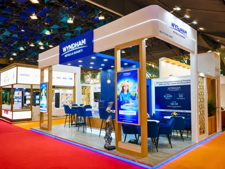 Satte India 2026 | New Delhi This image represents the custom exhibition stand designed and built by Skyline Events at Satte India 2026.