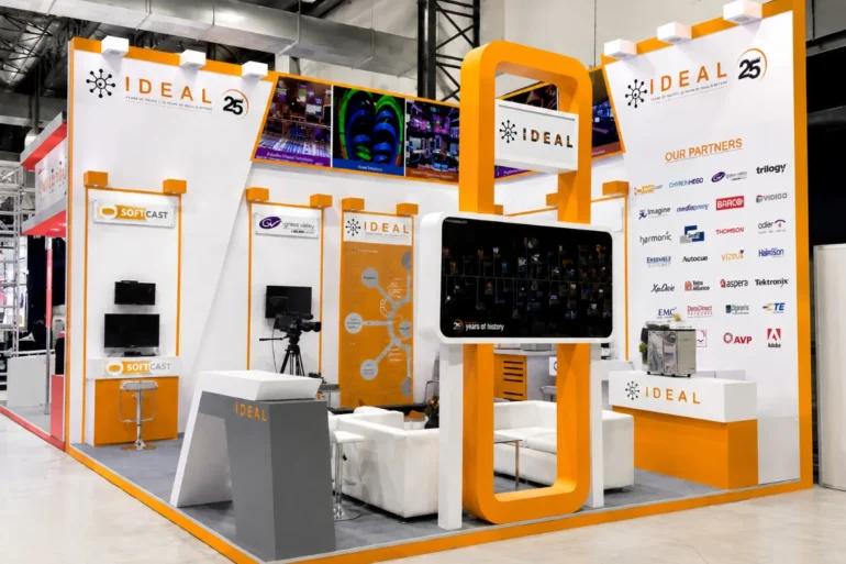 Broadcast India, 2012, Mumbai. Two-side open exhibition stand design and build by Skyline Events for Broadcast India 2012, Mumbai.