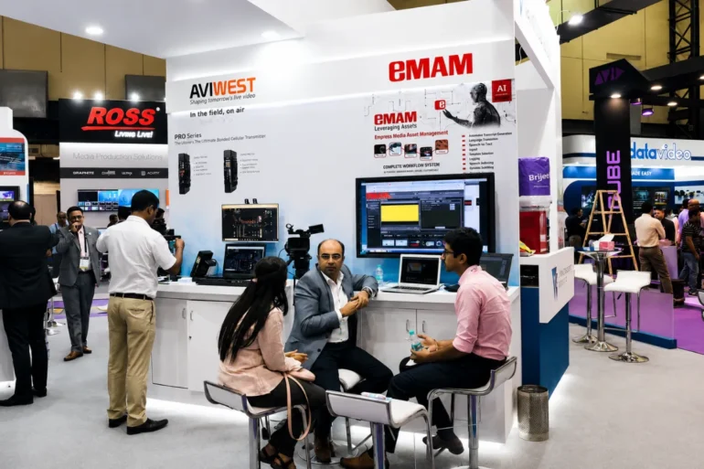 Broadcast India 2018 Mumbai Modular exhibition stand designed and built by Skyline Events at Broadcast India 2012 in Mumbai.