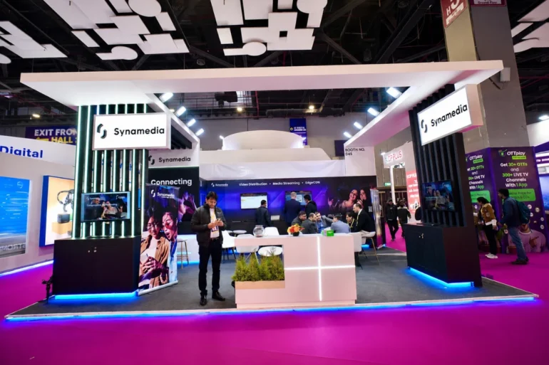 Convergence India 2024 New Delhi 2 Exhibition booth designed and built by Skyline Events for Convergence India 2024