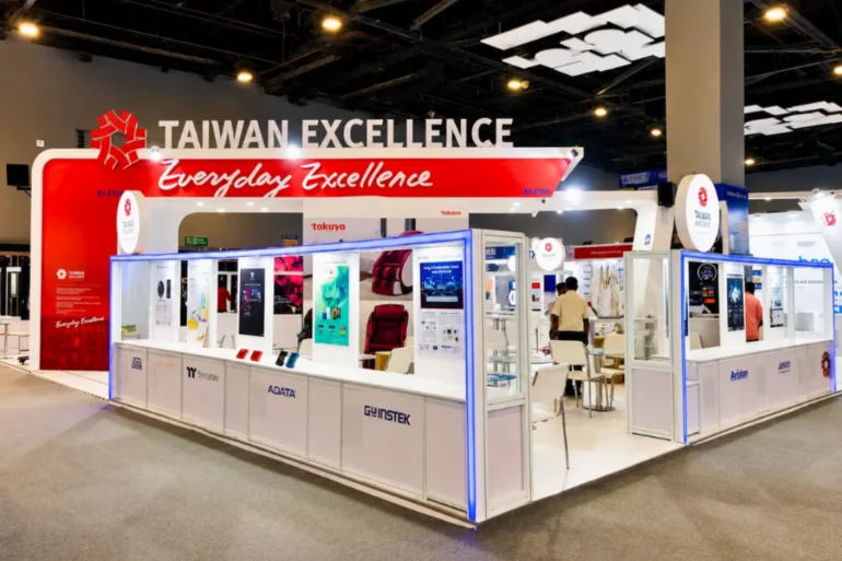 Convergence India Expo 2019 New Delhi Taiwan Pavilion exhibition stand designed and built by Skyline Events at Convergence India 2019.