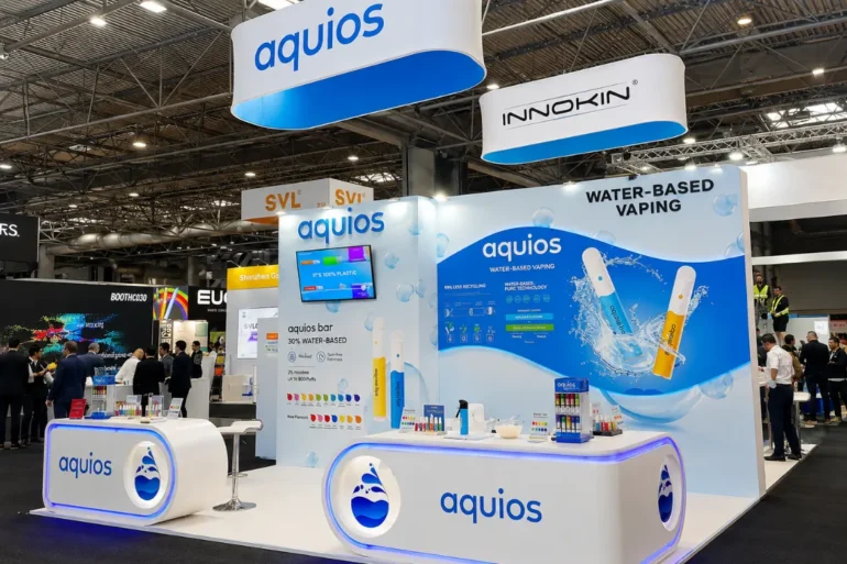 Intertabac & InterSuppy 2023, Dortmund, Germany This is an image of the Aquios Exhibition stand that was designed and built by Skyline Events at InterTabac 2023.