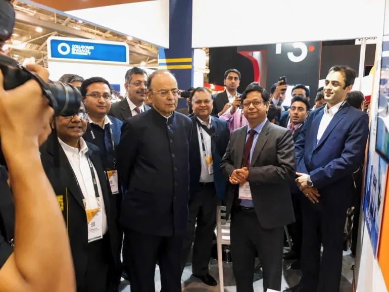 Fintech Festival 2017 | Singapore This is a photo of the clients at the India Pavilion booth, showing how happy they are with their stand.