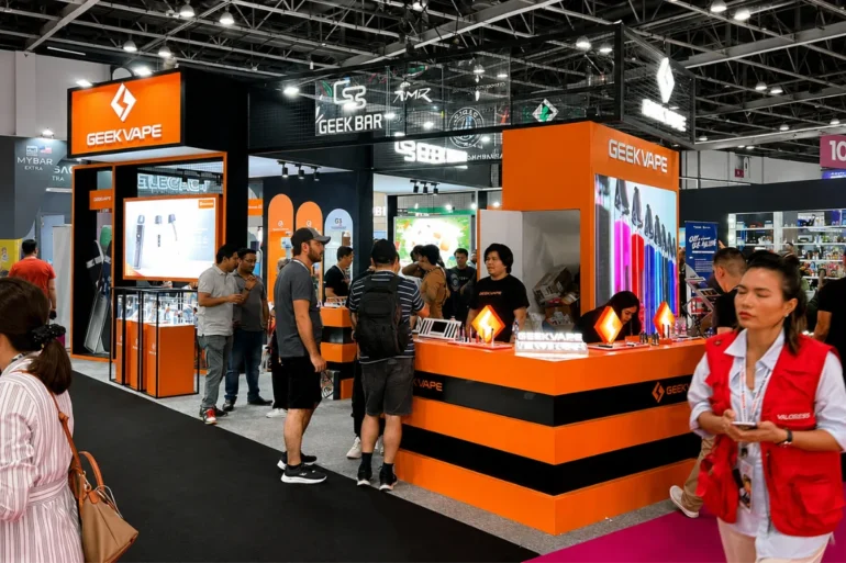 World Vape Show 2023 Dubai | UAE. Exhibition stand designed and built by Skyline Events for World Vape Show 2023 in Dubai